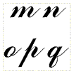 small letters m, n, o, p, q for cross stitch