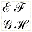 capital letters E, F, G and H for cross stitch
