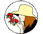a lady with yellow hat holding a boquet of red roses