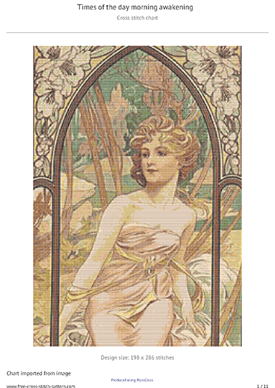 Mucha alphonse Morning awakening Cross Stitch pattern