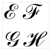 大写字母E号F , G和H交叉缝制 