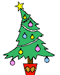 Christmas tree with lights and presents